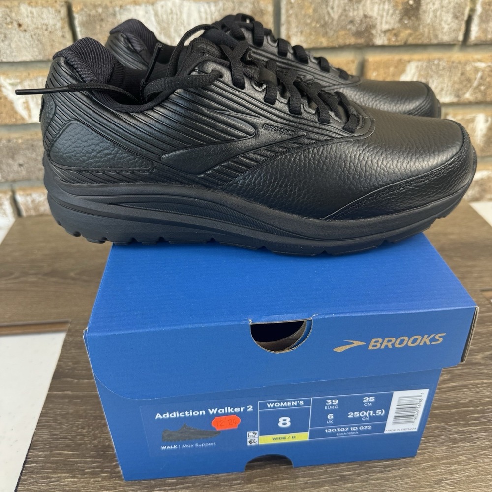 Brooks Addiction Walker 2 Shoes Black Walking Sneakers Women's Sz 8D Wide